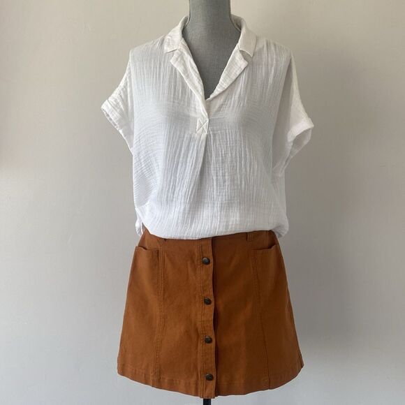 beach lunch lounge Shirt sz L Cotton Waffle White Coastal Beach Minimalist - Picture 8 of 11